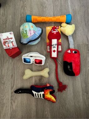 Big bundle of new and gently used dog toys